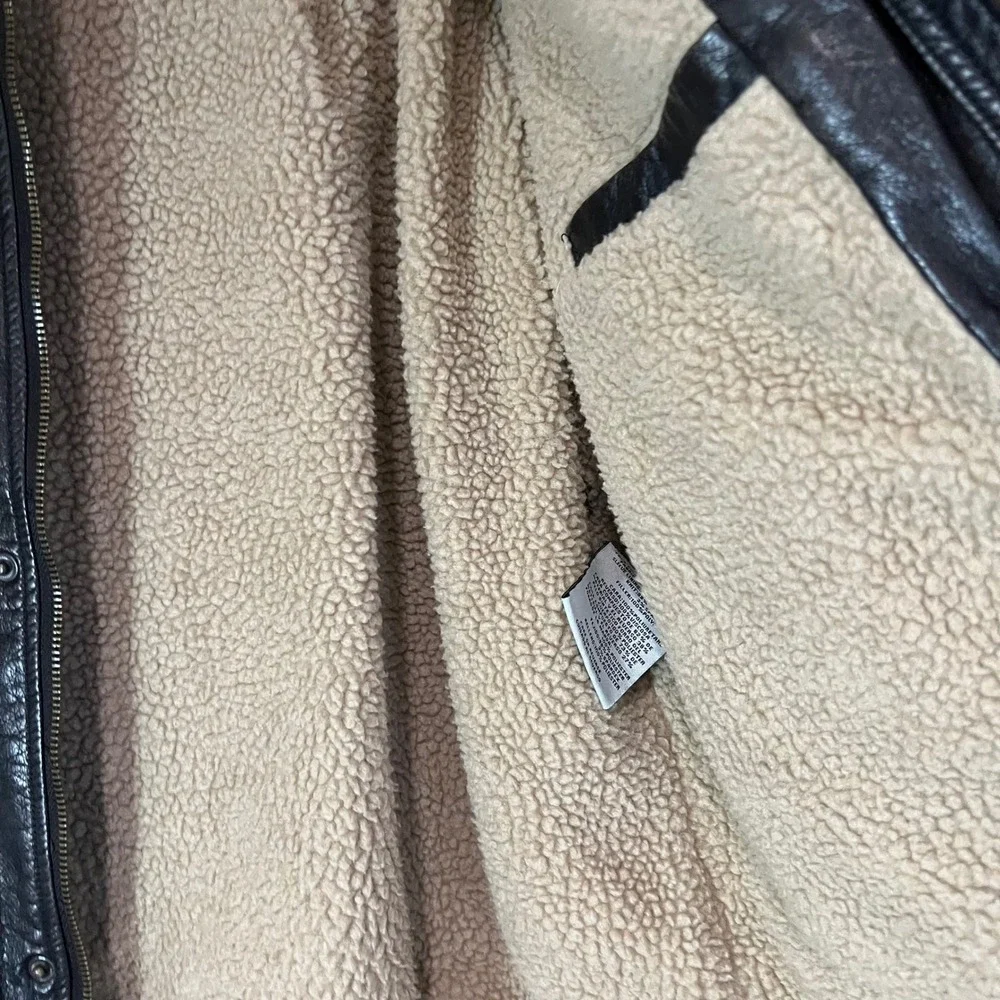 Levi's Bomber Jacket Mens Brown Faux Leather Sherpa Lined Good Condition Utility